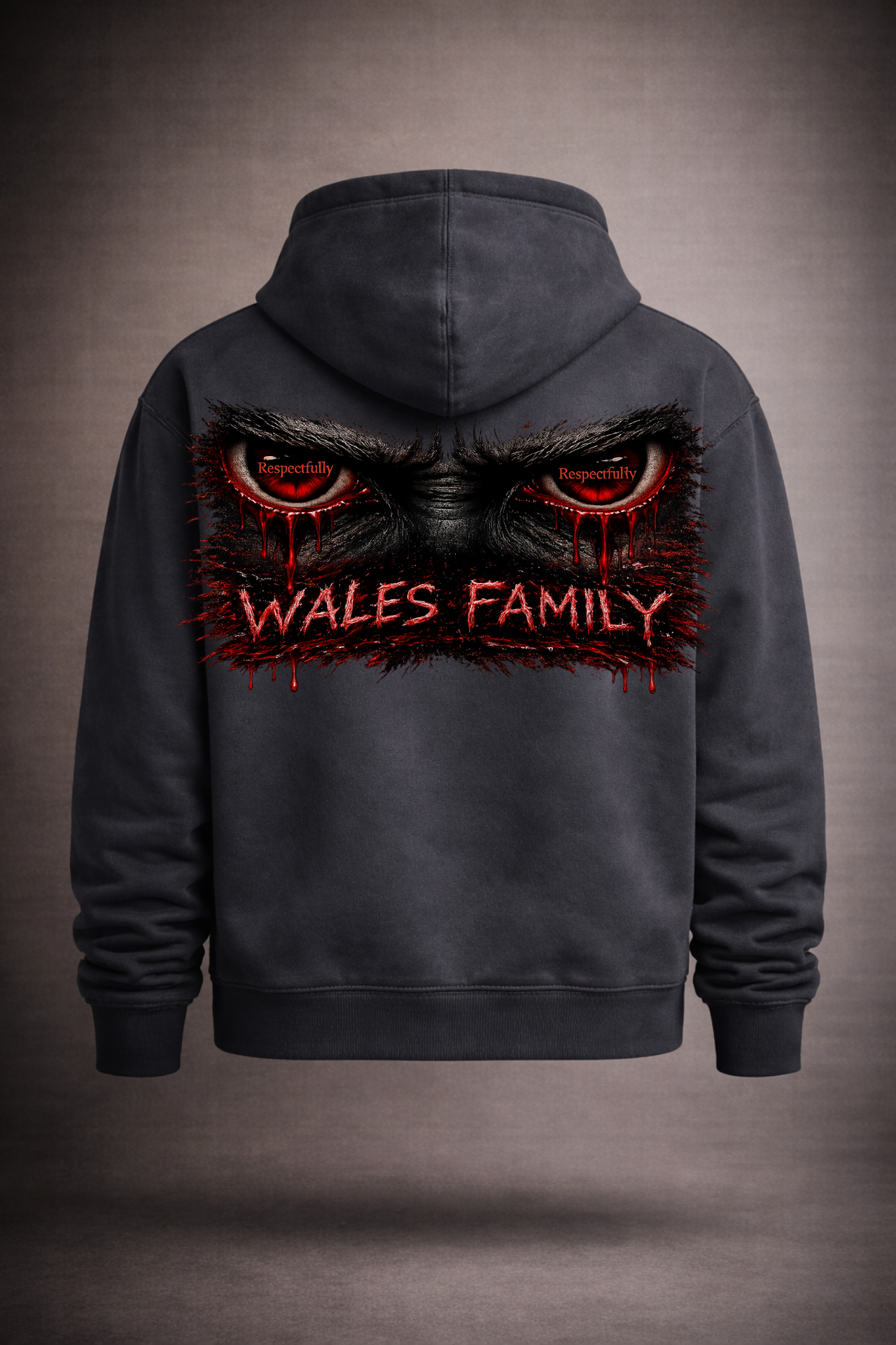 Wales Family Zip Hoodie — Washed Black