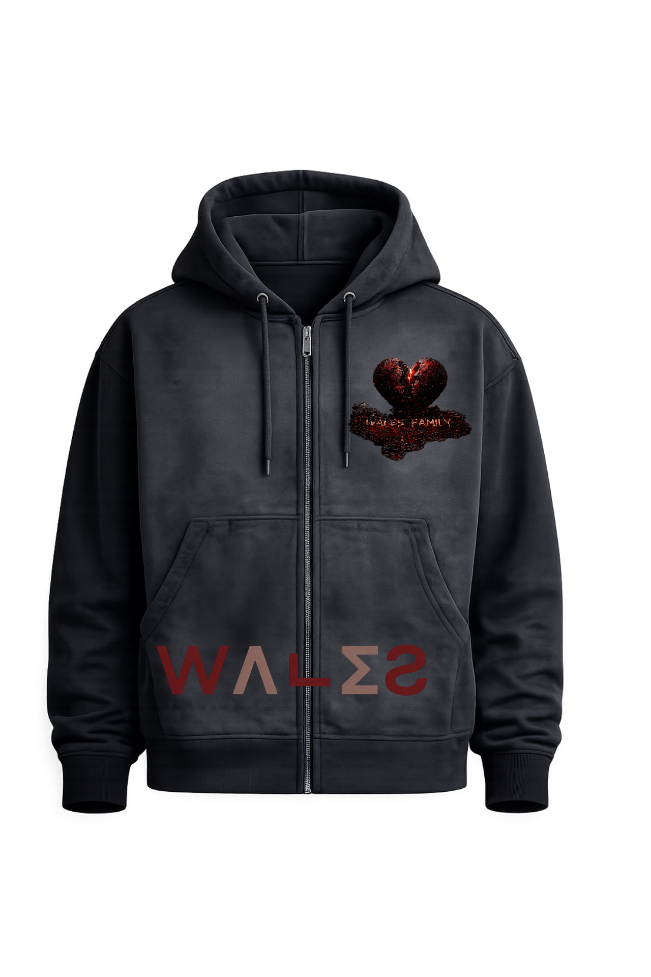 Wales Family Zip Hoodie — Washed Black